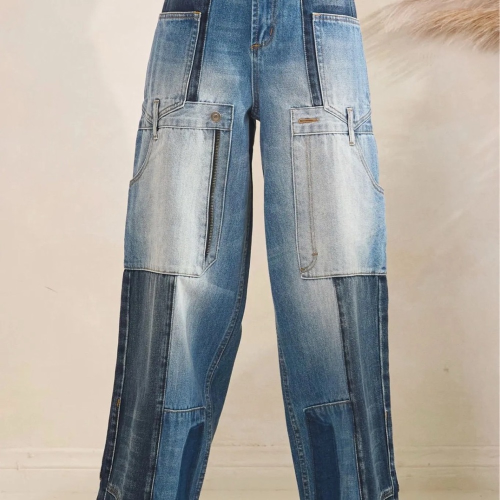 Ollie and Hali Upside Down Patchwork Denim Jeans - Picture 4 of 7